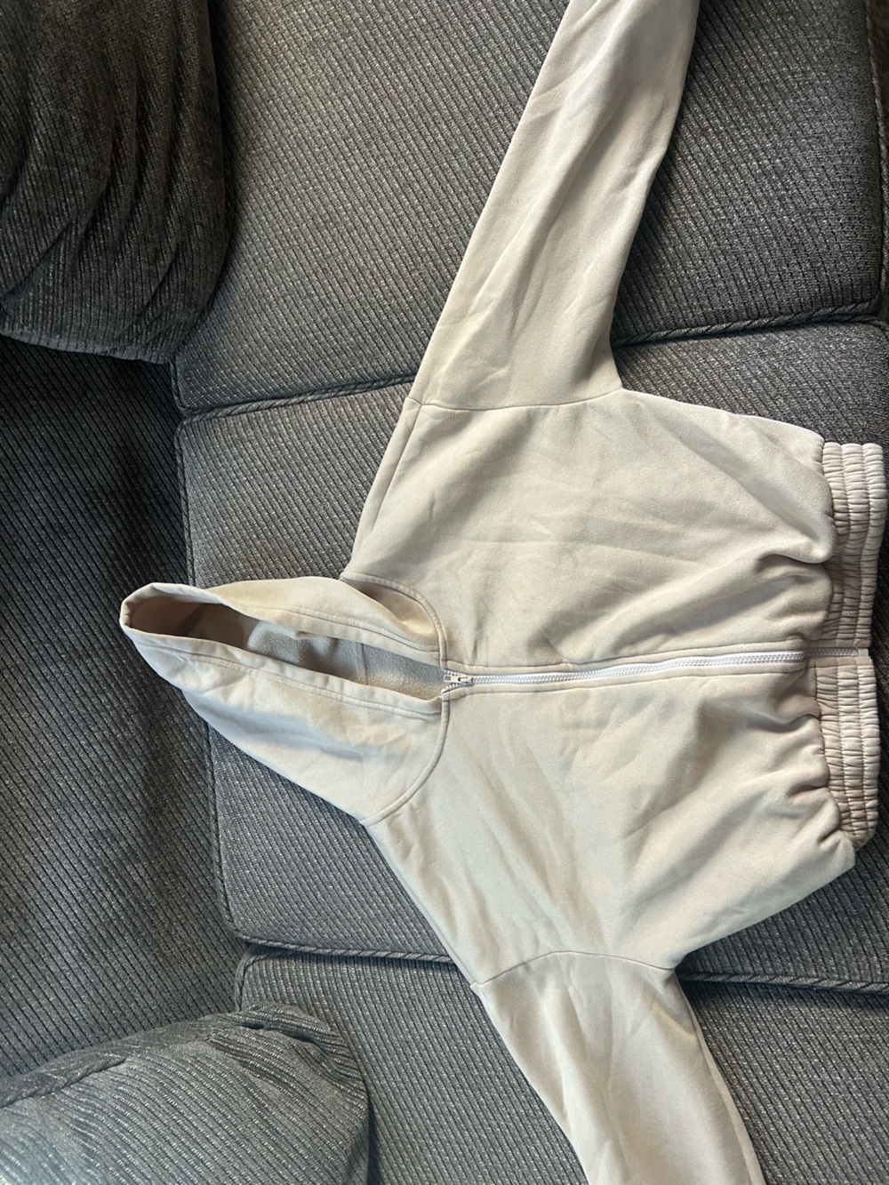 Amazon Women's Light Cream Zip-Up Hoodie and Jogger Set